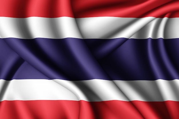 Waving silk flag of Thailand