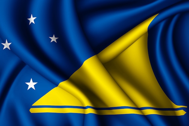 Waving silk flag of Tokelau