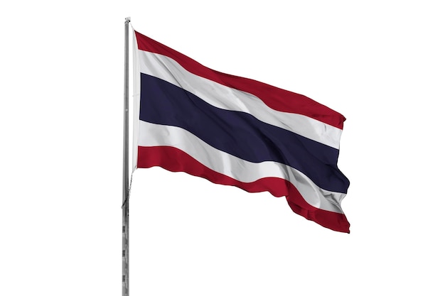 タイの国旗を振る 白い背景