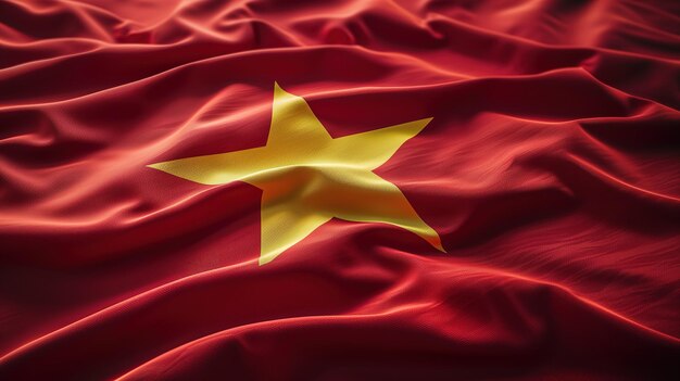 Waving Vietnamese flag Fabric ruffled flag of Vietnam