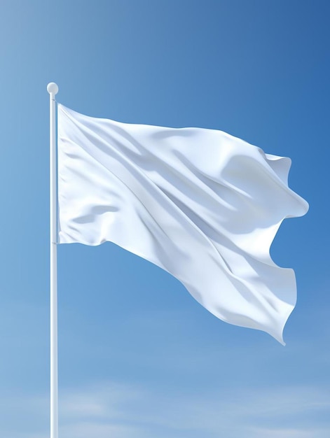 Фото Размахивая белым флагом на синем небе