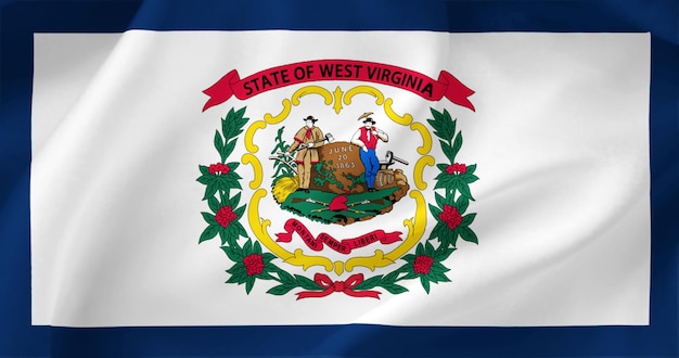 Wavy background of the flag of the American state of West Virginia Illustration Texture