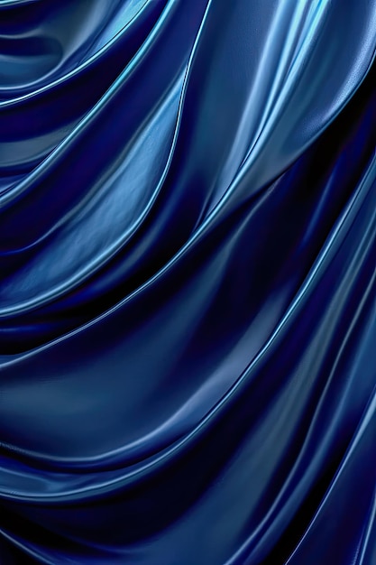 写真 海軍青色のサチンの光沢のある表面の波状の背景質感