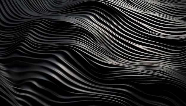 Wavy Black Textured Metallic 3D Background