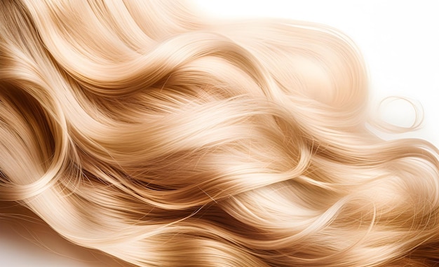 Wavy blonde curls on a white background