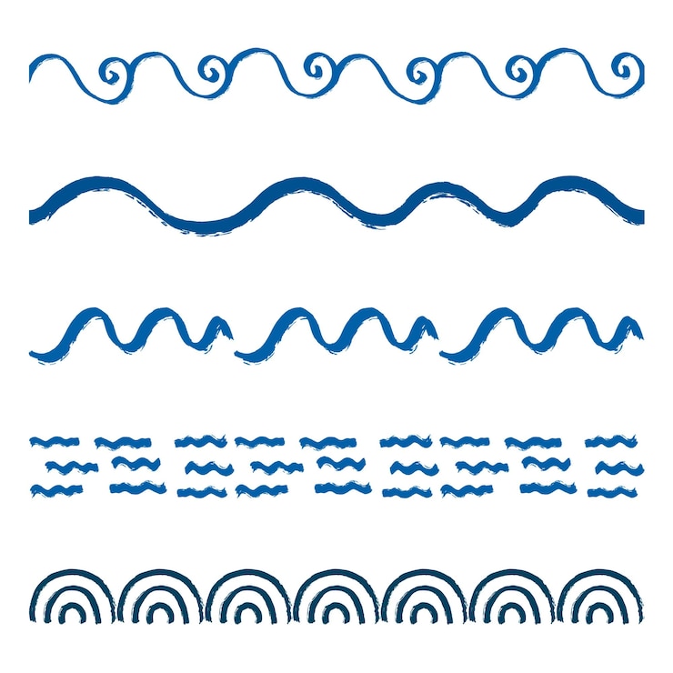 Photo wavy doodle border png clip art transparent background cute drawing design set