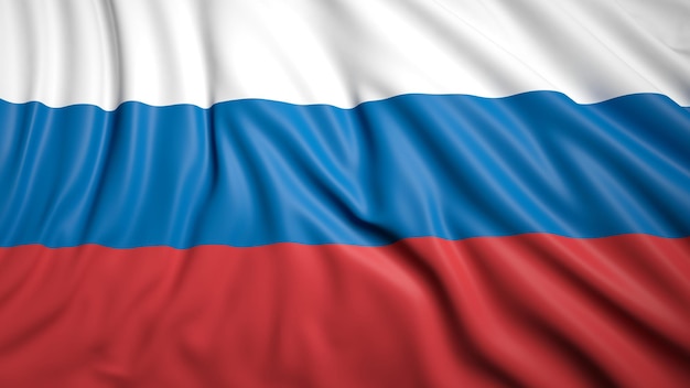 ロシアのクローズ アップの背景の波状の旗