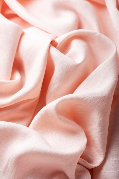 Wavy linen fabric in pink petal color