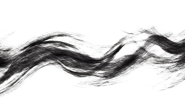 Wavy lines banner in charcoal drawing sketch style isolated on white background
