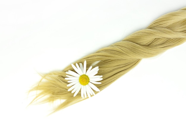 Wavy long curly hair with chamomile flower Hair extensions materials and cosmetics hair care wig