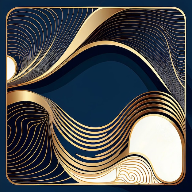 Wavy luxury line card golden dynamic square Generative AI