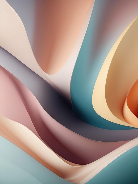 Wavy paper shapes background in pastel colors generative Ai