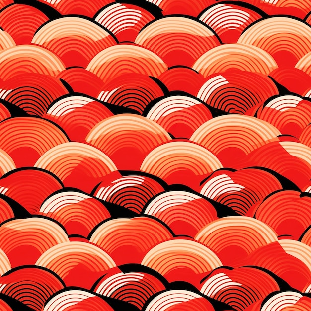 a wavy pattern in red and orange in the style of classic japanese simplicity