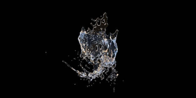 Wavy real water splash 3D rendered image