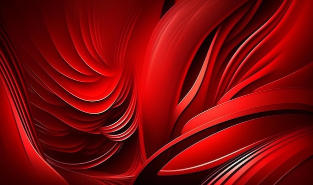 Wavy red abstract background generative AI