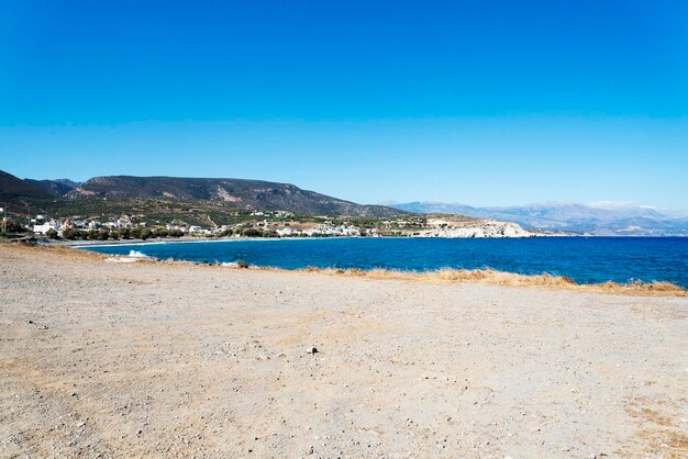 Wavy rocky coast on the island of crete