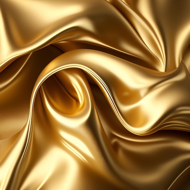 Wavy Romance Gold silk fabric satin background with a soft luxury Generative AI