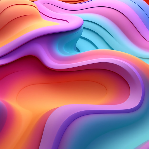 Wavy swirls 3d colorful abstract background