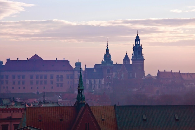 Wawel hill with castle in Krakow