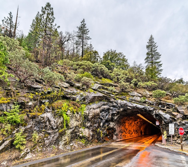 Photo the wawona tunnel in yosemite national park california united states