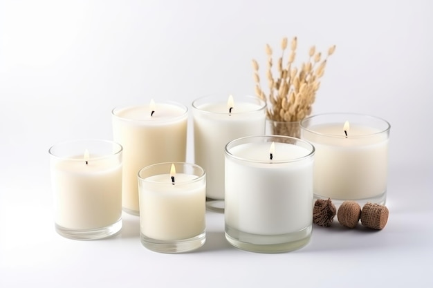 Wax candles on a white background Memorial Day