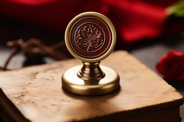 A wax seal with a rose on it