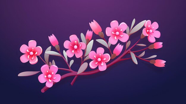 Waxflower Flat vector cartoon 2D verlichting gloed kleurrijk gegenereerd door kunstmatige intelligentie