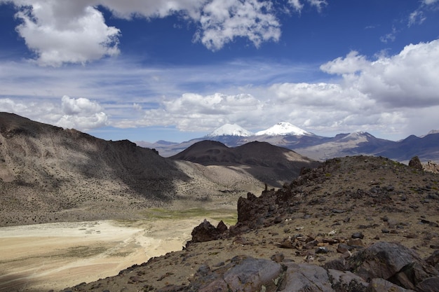 On the way to climbing the Nevado Sajama volcano highest peak in Bolivia in Sajama national park