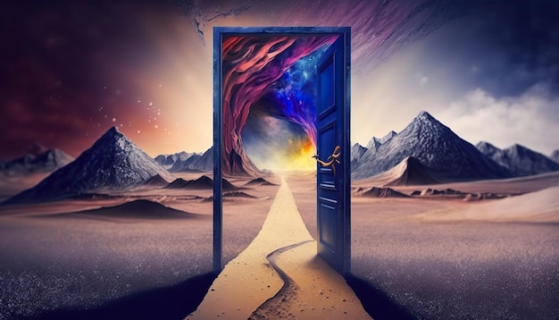 Way to door of freedom Creative illustration Ai Generate