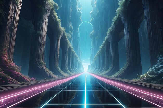 Way path to heaven kingdom holy sacred road to heaven or scifi high technology place generative ai