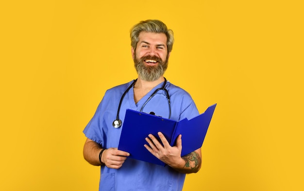 Way to practice care. Medical nurse hold folder. pediatric healthcare. hospital or clinic. profession medicine staff. physician doctor with stethoscope and clipboard. therapist writing prescription.