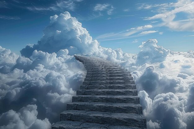 Photo the way to success concept stair on the cloud