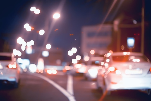 wazig abstracte stad / bokeh autolichten achtergrond in nacht stad, files, snelweg, nachtleven