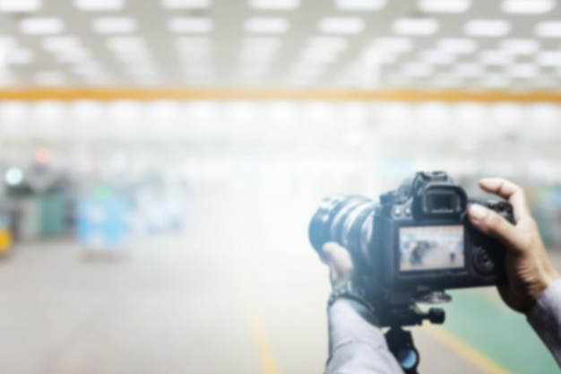 Wazig abstracte videocamera live-opname op industriële fabriek