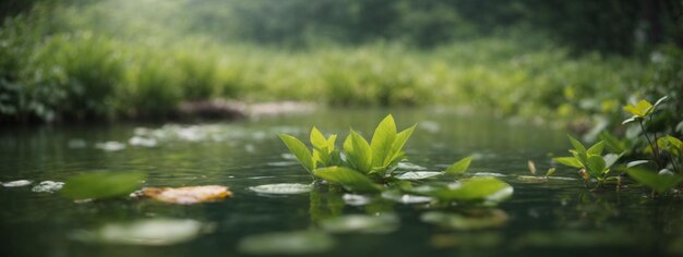 wazig beeld van de natuurlijke achtergrond door water en planten