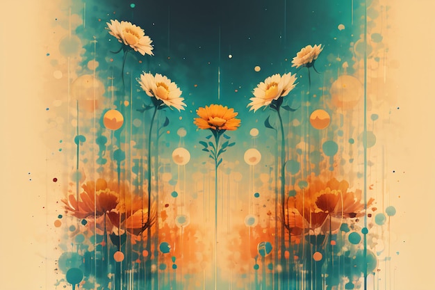 Wazige abstracte chrysant zonnebloem bloemen ontwerp zakelijke poster achtergrond afbeelding