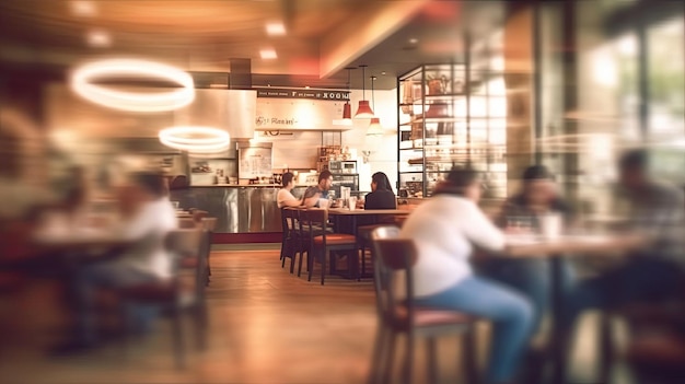 Wazige klanten die snelle bewegingen maken in de koffieshop of café-restaurant