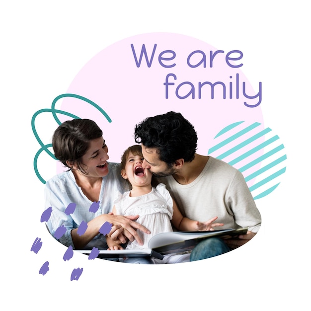 We are family png word sticker typography transparent background