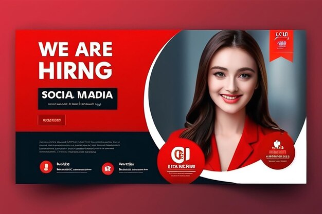 We are hiring job vacancy social media post banner design template with red color
