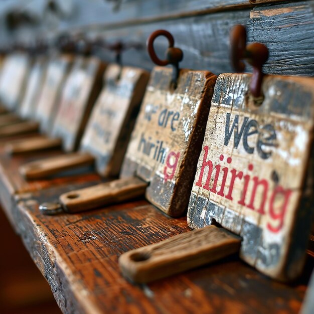 Photo we are hiring in old vintage sign