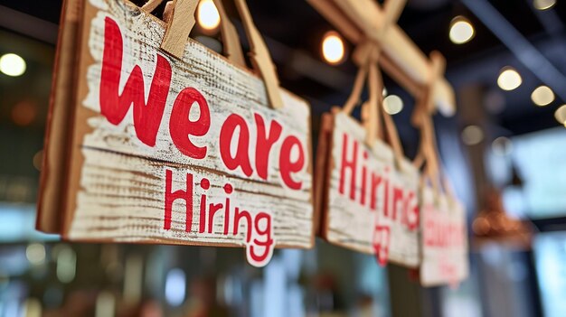 Photo we are hiring in old vintage sign