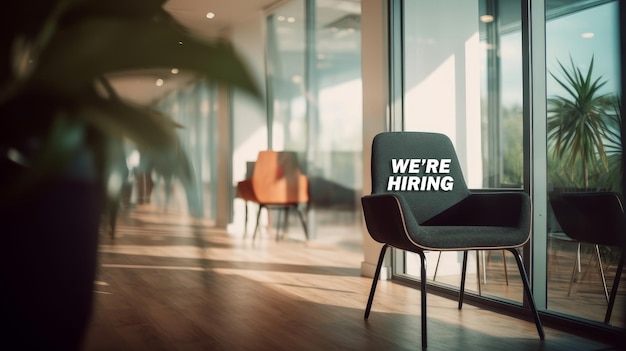 We Are Hiring With Vacant Chair Illustration Job Advertising Banner AI generated