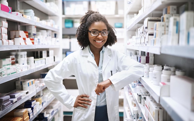 We have everything you need Cropped portrait of an attractive young female pharmacist working in a pharmacy