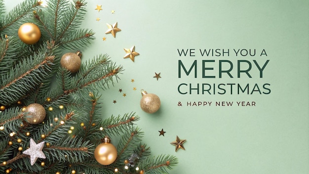 We wish you a Merry Christmas and Happy new year greeting background template