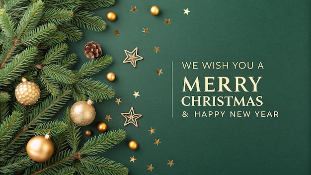 We wish you a Merry Christmas and Happy new year greeting background template