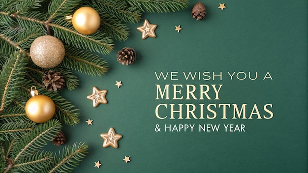 We wish you a Merry Christmas and Happy new year greeting background template