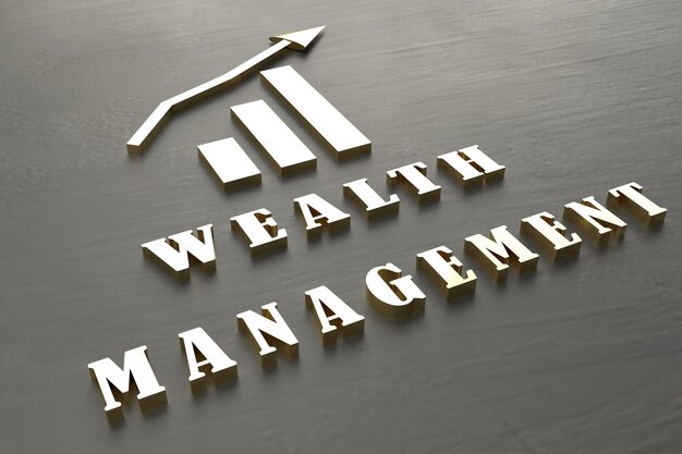 Wealth management graph chart growth arrow creative graphic design logo symbol economy business strategy planning investment money currency salary property value profit income management3d render