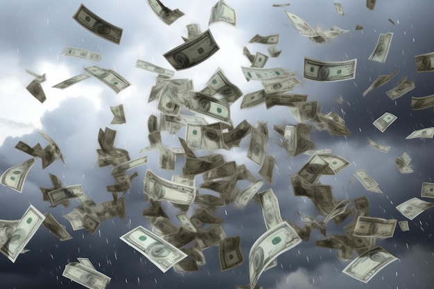 Wealth Shower Dollars Falling from the Heavens