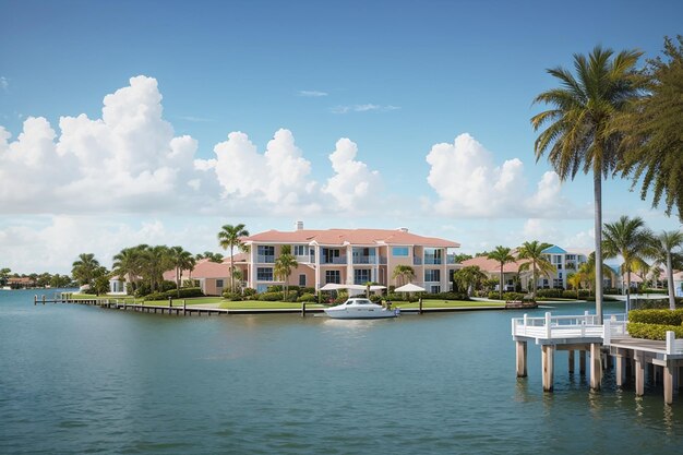 Photo wealthy waterfront residential community in florida