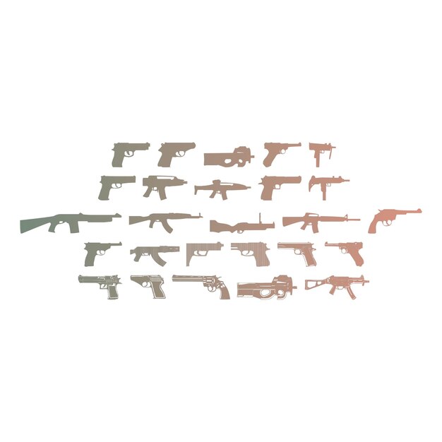 weapons icons items gradient effect photo jpg vector set